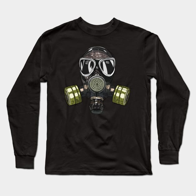 Face Mask Gas Mask Quarantine Covid-19 Design Long Sleeve T-Shirt by Made In Kush